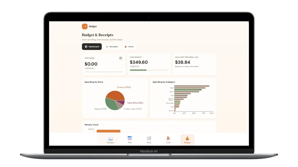 Meal Planner App desktop view