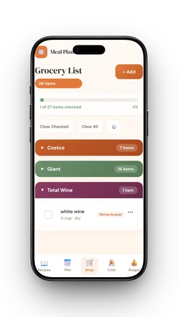 Meal Planner App mobile view
